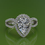 1.38ct Pear Cut Diamond Halo Gold Engagement Ring - 02US02
