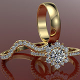 Gold Complete Wedding Set 1.03ct Round Diamond - 02US04A