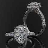 Gold Pave Halo and Shank 1.25 Carat Diamond Engagement Ring (Pear Centre) - 02US08