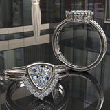Trillion Bezel Set Diamond Gold Bridal Set - 02US09A