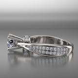 Petite Pave 1.1 Carat Diamond Solitaire Engagement Ring - 02US11
