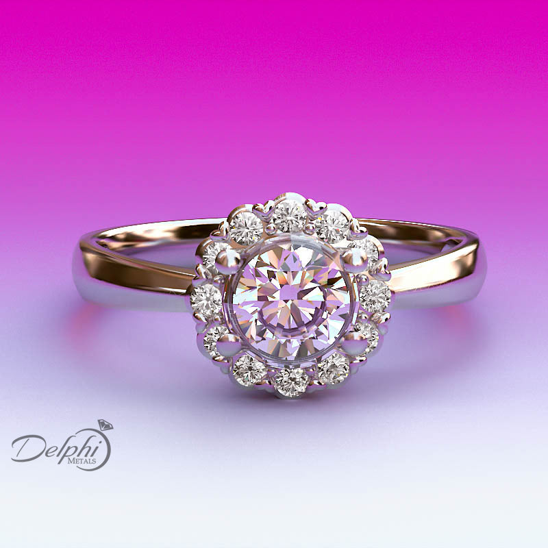 Floral Halo Diamond Engagement Ring in Gold (0.66 ct. tw.) - 02US13