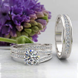 1.37ct Brilliant Diamond Complete Trio Wedding Set - 02US16A