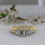3 Stone Emerald Cut Duchess Engagement Ring with Side Stones (1.75ct tw) - 02US19