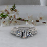 3 Stone Emerald Cut Duchess Engagement Ring with Side Stones (1.75ct tw) - 02US19