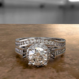 Bridal Antique 0.98ct Round Diamond Gold Solitaire Wedding Set - 02US24