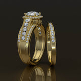 Bridal Set Halo Engagement Ring in 1.3ct Round Diamond - 02US25B
