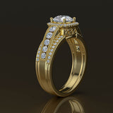 Gold Halo Engagement Ring in 1.2ct Round Diamond - 02US25C