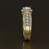 Gold Halo Engagement Ring in 1.2ct Round Diamond - 02US25C