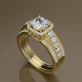 Gold Halo Engagement Ring in 1.2ct Round Diamond - 02US25C