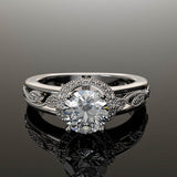 Vintage Floral Design 1.05ct Diamond Engagement Ring - 02US26