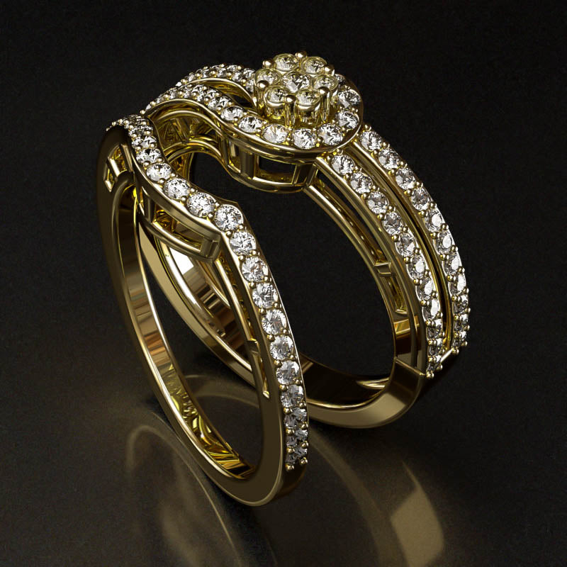 0.45ct Brilliant Diamond Gold Bridal Wedding Set - 02US28B