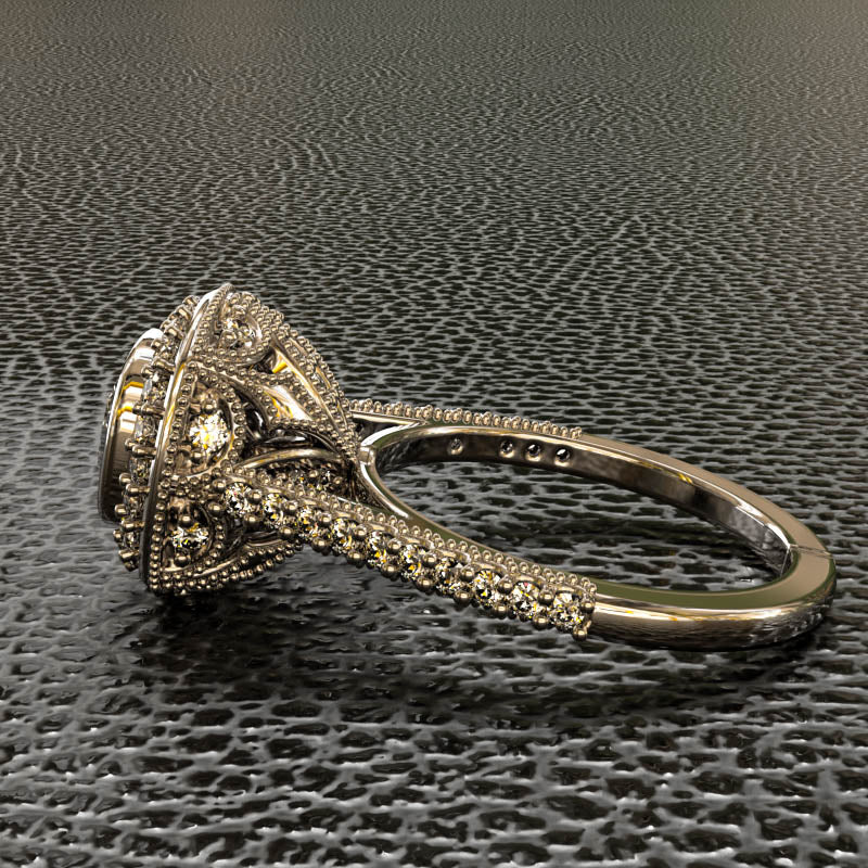 1.25ct Halo Cushion Cut Gold Engagement Ring - 02US29