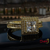 Classic Diamond Princess Double Halo Gold Engagement Ring - 02US30