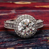 1.75ct Round Cut Double Halo Pave Engagement Ring - 02US31