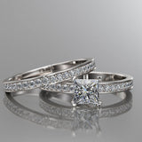 1ct Princess Cut Diamond Gold Bridal Set - 02US33B