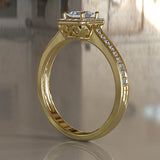 Classic 0.58ct Princess Cut Diamond Halo Gold Engagement Ring - 02US35