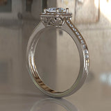 Classic 0.58ct Princess Cut Diamond Halo Gold Engagement Ring - 02US35