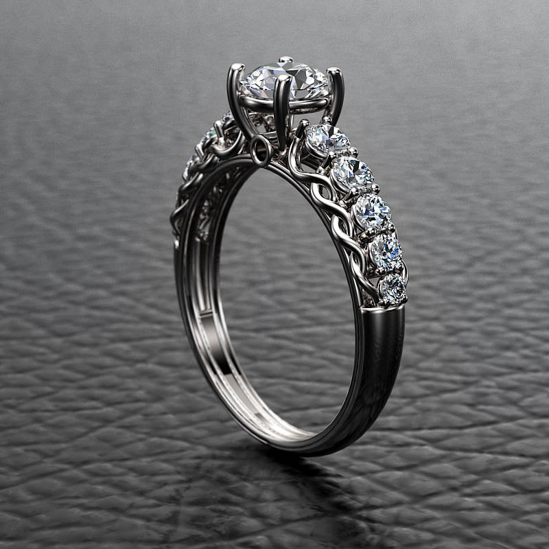 Filigree Gold Engagement Ring 0.99ct Diamond - 02US45