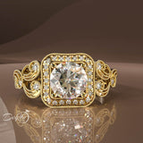 0.91ct Diamond Vintage Filigree Gold Engagement Ring - 02US56