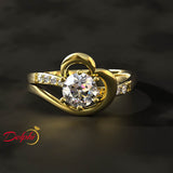 0.56ct Round Cut Heart Engagement Ring - 02US59