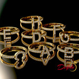 First Letter Gold Fashion Ring - 02US72