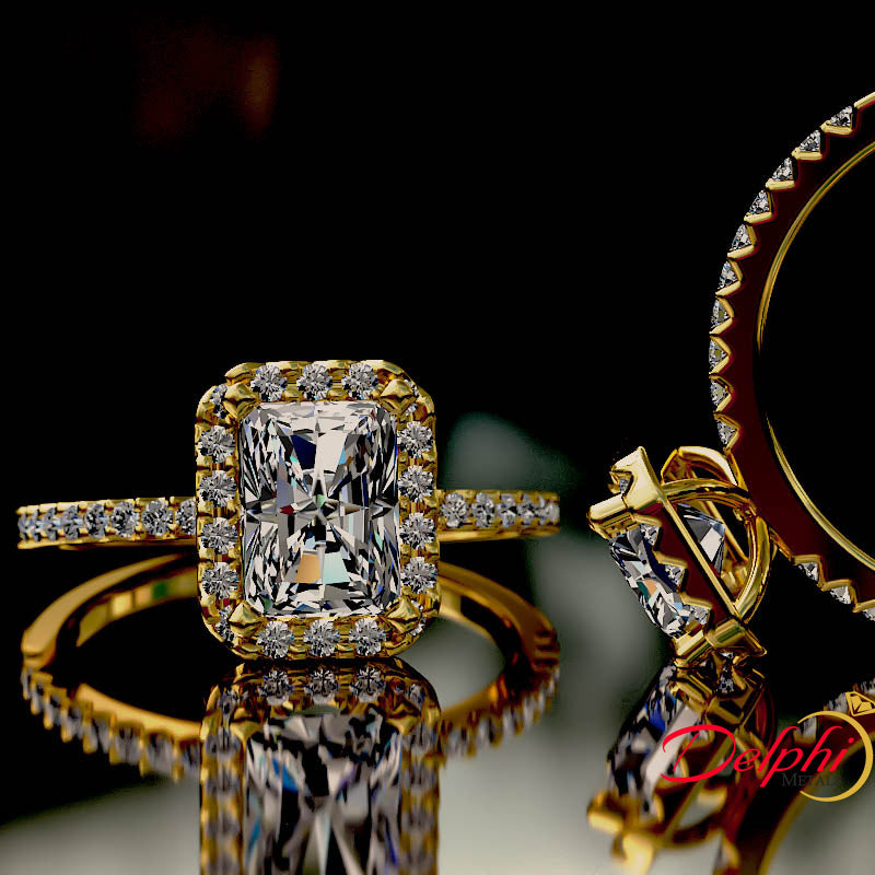 1.6ct Radiant Cut Gold Engagement Ring - 02US82