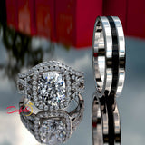 Elongated Cushion Cut Complete Gold Wedding Set - 02US98