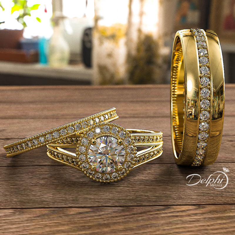 1.6ct Brilliant Diamond Complete Wedding Set - 03US19