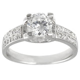 Sterling Silver Round Bridal Engagement CZ Ring