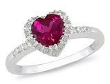 Sterling Silver   Ruby/Diamond Engagement Ring