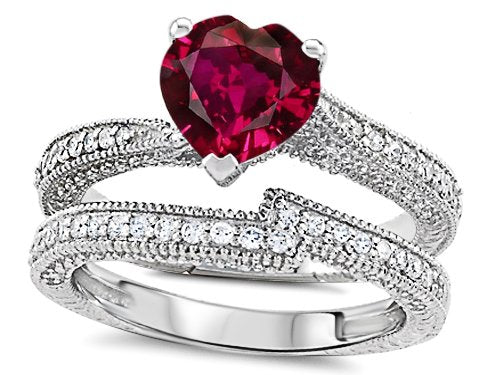 Heart Shape  Ruby Engagement Ring