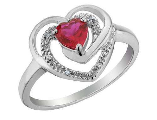 Ruby Heart Engagement Ring with Diamonds