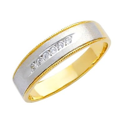 14K Yellow and White Gold Wedding Band - 03BB05
