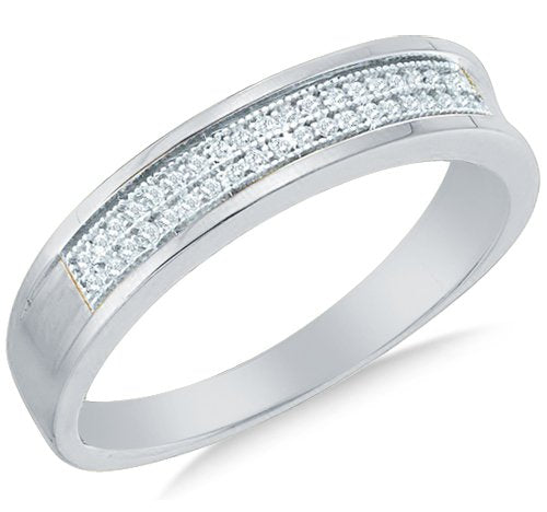 10K Yellow and White Two Tone Gold Diamond MENS Wedding Band - 03BB06