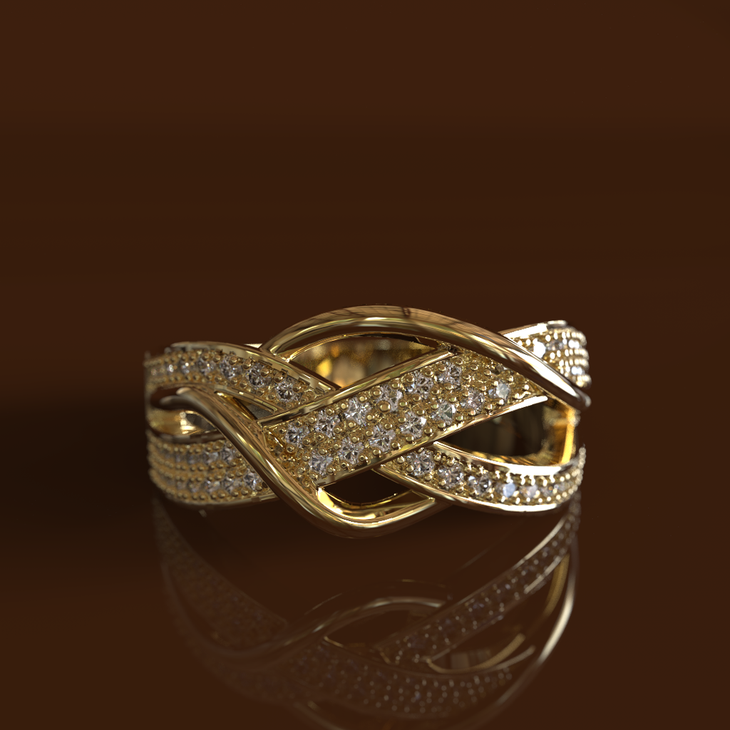 10K White Gold Diamond Cross Over Wedding Band - 03GG06