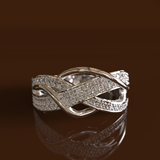 10K White Gold Diamond Cross Over Wedding Band - 03GG06