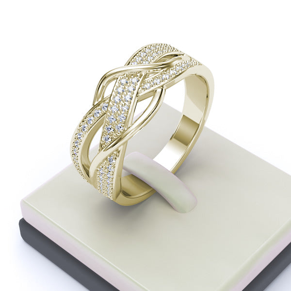 10K White Gold Diamond Cross Over Wedding Band - 03GG06