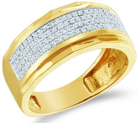 10k Yellow Gold Mens Diamond Wedding Ring Band