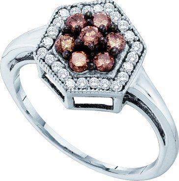 10k White Gold .50 Ct Brown and White Diamond  Diamond Engagement Ring - 03RG13