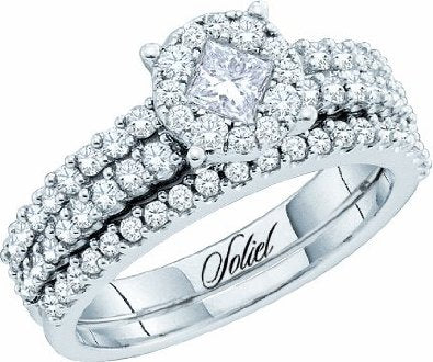 14k White Gold 1 Ct Princess Round Cut Diamond Engagement Ring