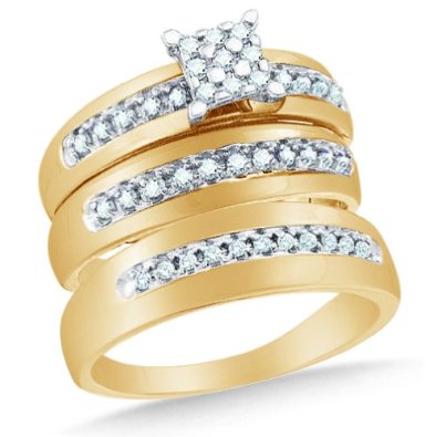 10k Yellow OR White Gold Diamond Wedding Set - 03RG15