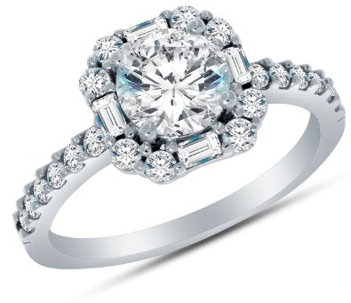 Solid 14k CZ Cubic Zirconia Halo Engagement Ring - 03RG16