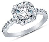 Solid 14k CZ Cubic Zirconia Halo Engagement Ring - 03RG16