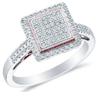10k White OR Yellow Gold Ladies Womens Diamond Square Engagement Ring - 03RG21