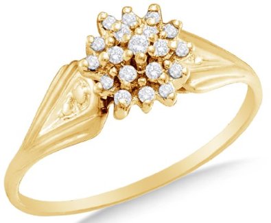 10k White OR Yellow Gold Ladies Womens Diamond Cluster Ring - 03RG22