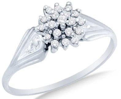10k White OR Yellow Gold Ladies Womens Diamond Cluster Ring - 03RG22