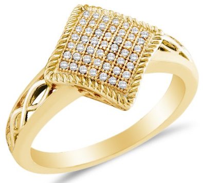 10k White OR Yellow Gold Diamond Micro Pave Engagement Ring - 03RG30