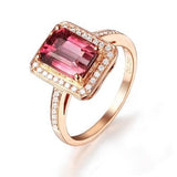Pink Tourmaline (VVS-Color), 0.27ct Diamond (VS/H), 14k Rose Gold Ring - 03RG35