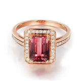Pink Tourmaline (VVS-Color), 0.27ct Diamond (VS/H), 14k Rose Gold Ring - 03RG35